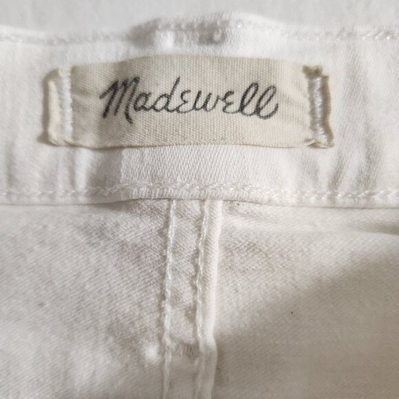 Madewell Women's 32 White Zip Belt Loop Cali Demi- Boot Crop Jeans Stretch - Picture 15 of 16